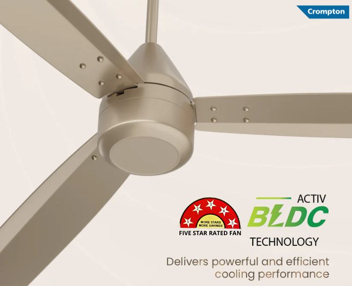 Crompton BLDC Ceiling Fan Energion Groove28watts 3 Blade Satin Sand-2